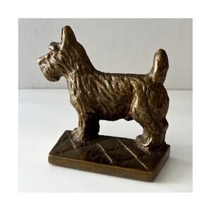Scottish Terrier Scottie Dog Door Stop Book End Paperweight Brass Excellent